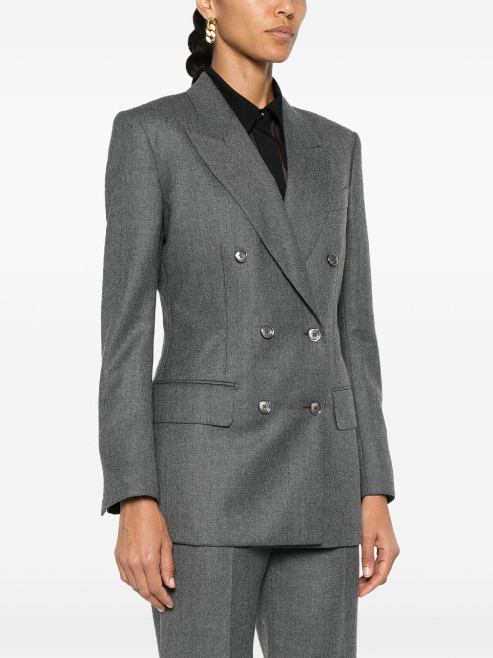 mélange double-breasted blazer - 3