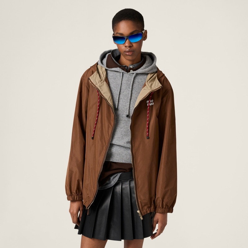 Miu Miu Technical fabric hoodie jacket outlook