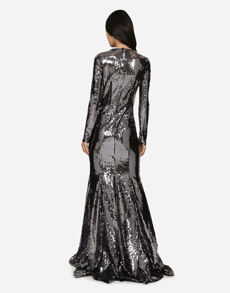 Long sequined dress with corset detailing - 3