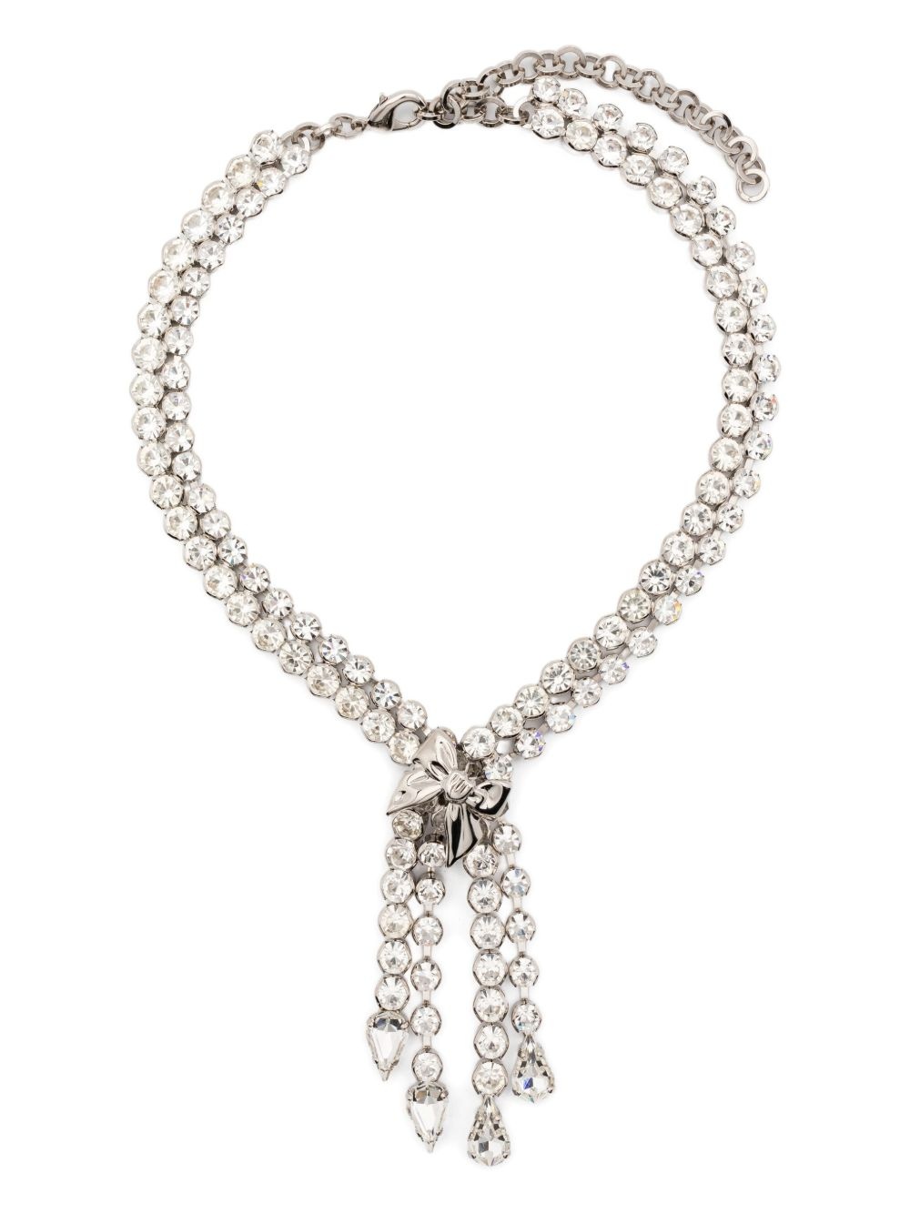 crystal-embellished fringed necklace - 1