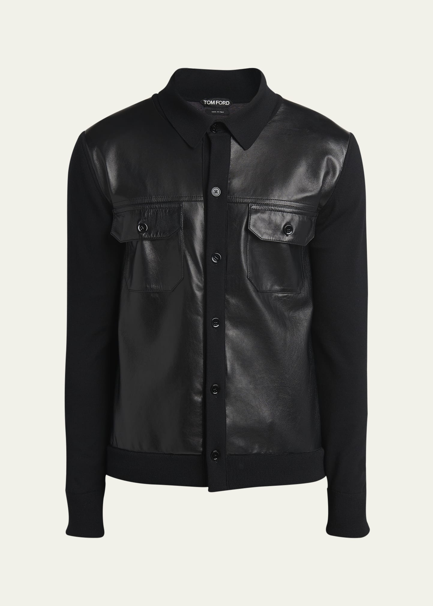 Men's Leather and Wool Overshirt - 1
