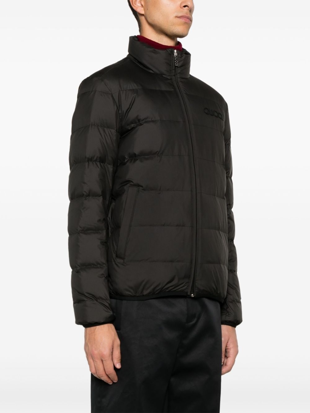 logo-embroidered puffer jacket - 3