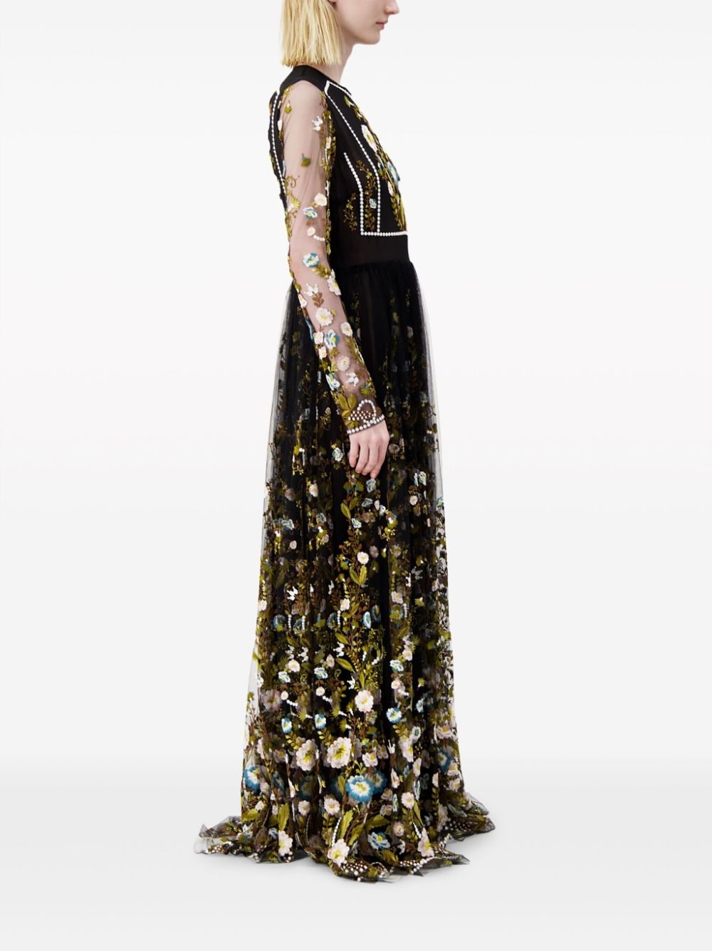 Ramages-embroidered silk-tulle gown - 3