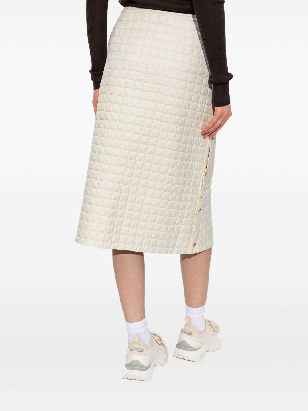 quilted button-fastening midi skirt - 4