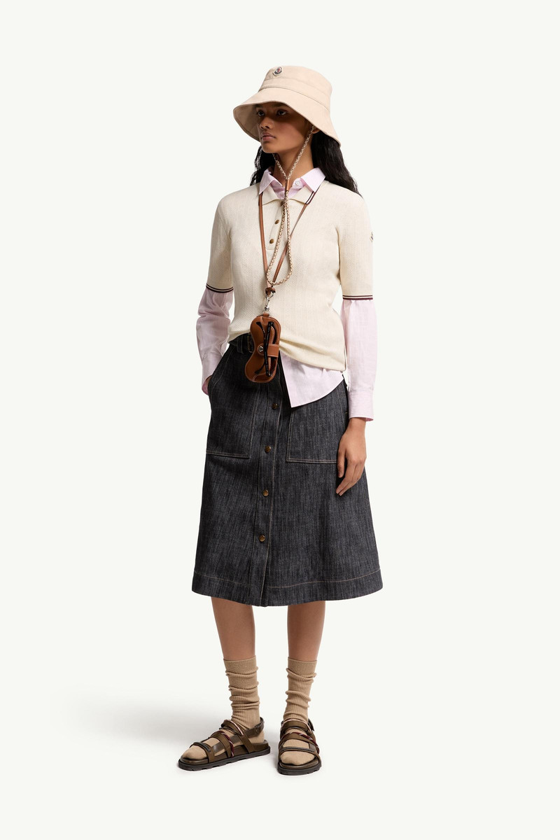 Moncler Rhombus & Logo Pattern Cotton Polo Shirt outlook