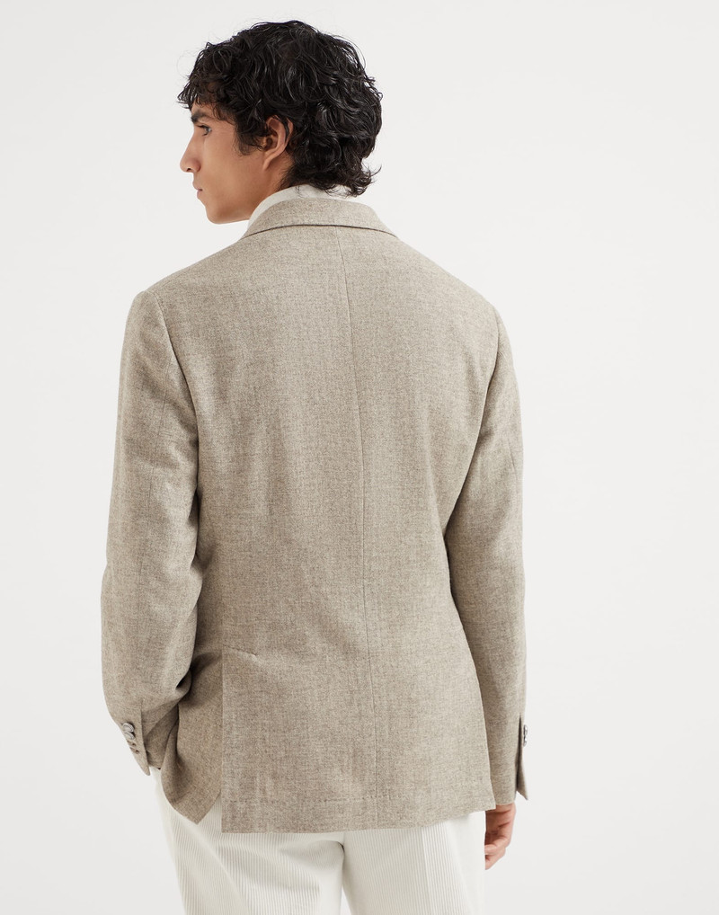 Brunello Cucinelli Yak deconstructed blazer with large peak lapels and metal buttons outlook