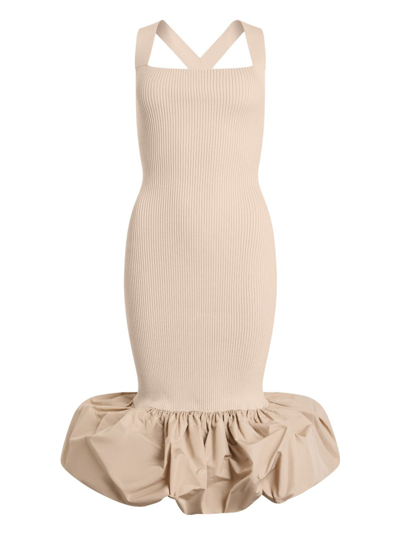 ruffled knitted midi fitted dress 1