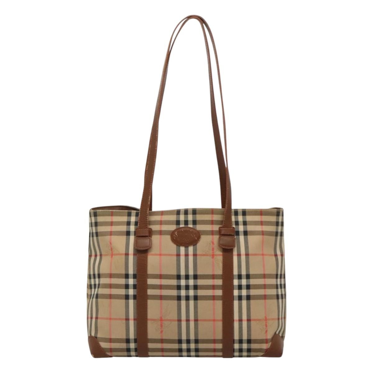 Burberry Nova Check Tote Bag Canvas Leather Beige - 13