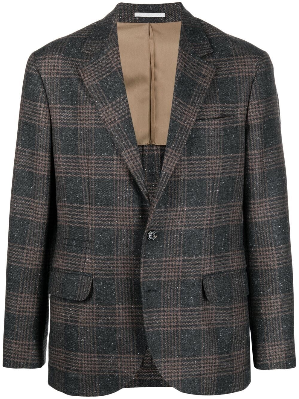 checked single-breasted blazer - 1