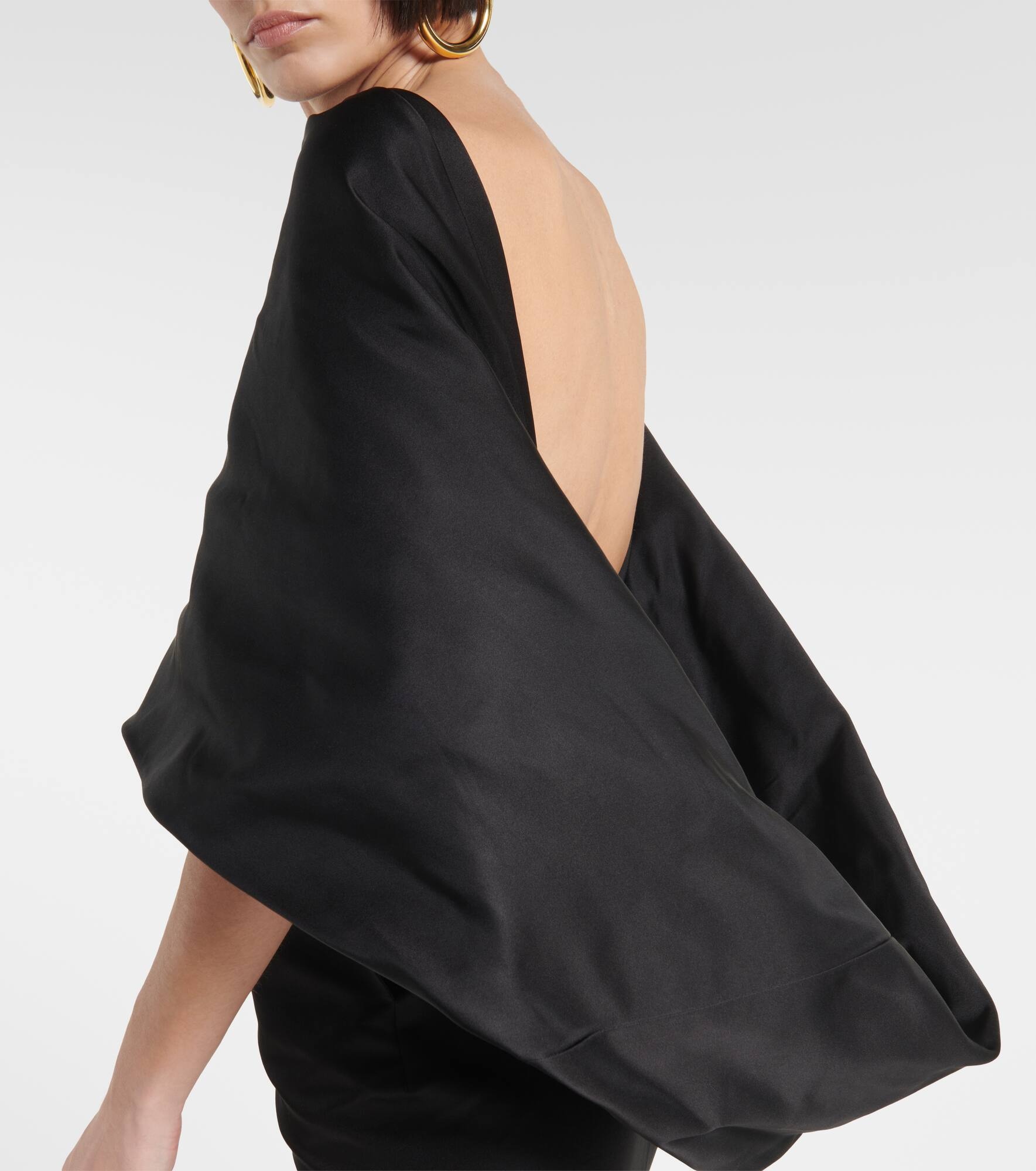 Caped silk midi dress - 5