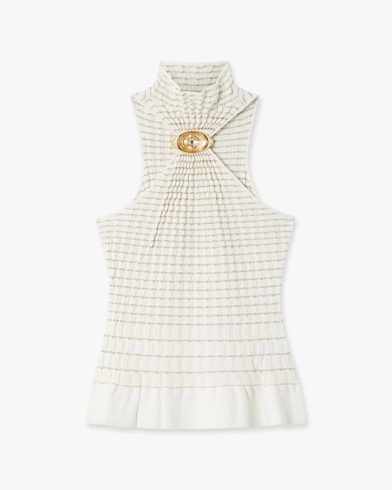 White Pleated Mosaic Top - 1