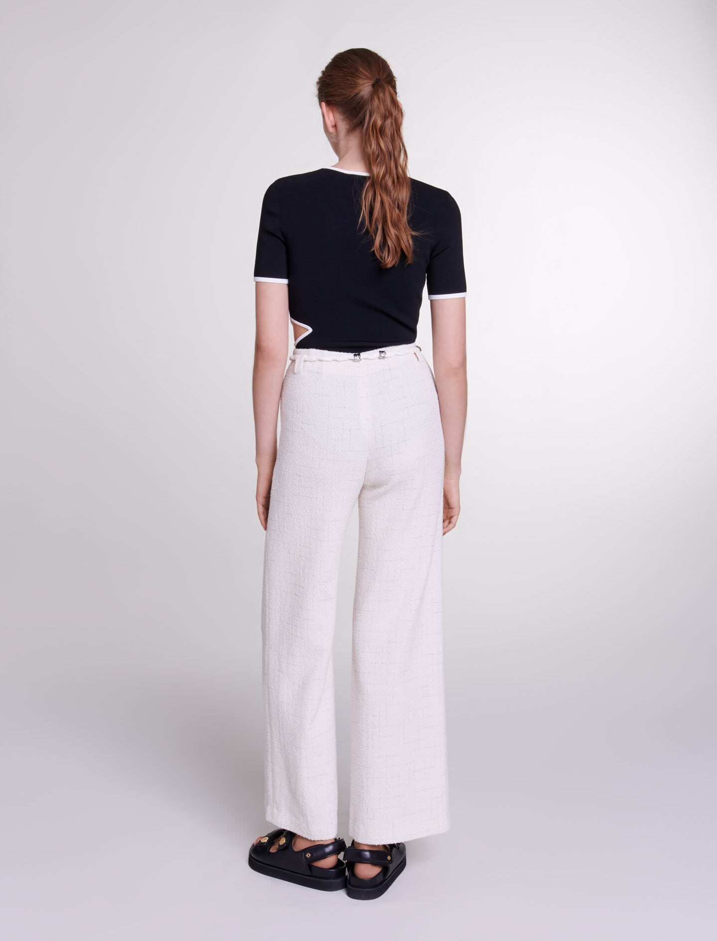 Metallic thread tweed trousers - 4