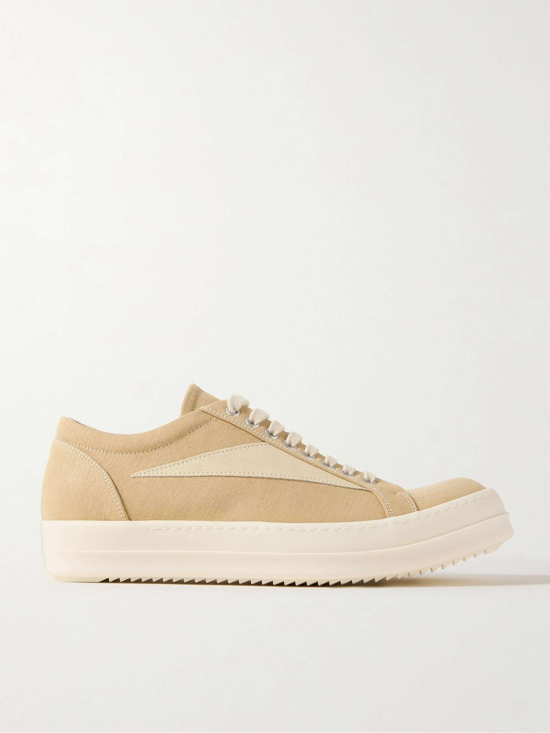 Vintage Suede-Trimmed Denim Sneakers - 1