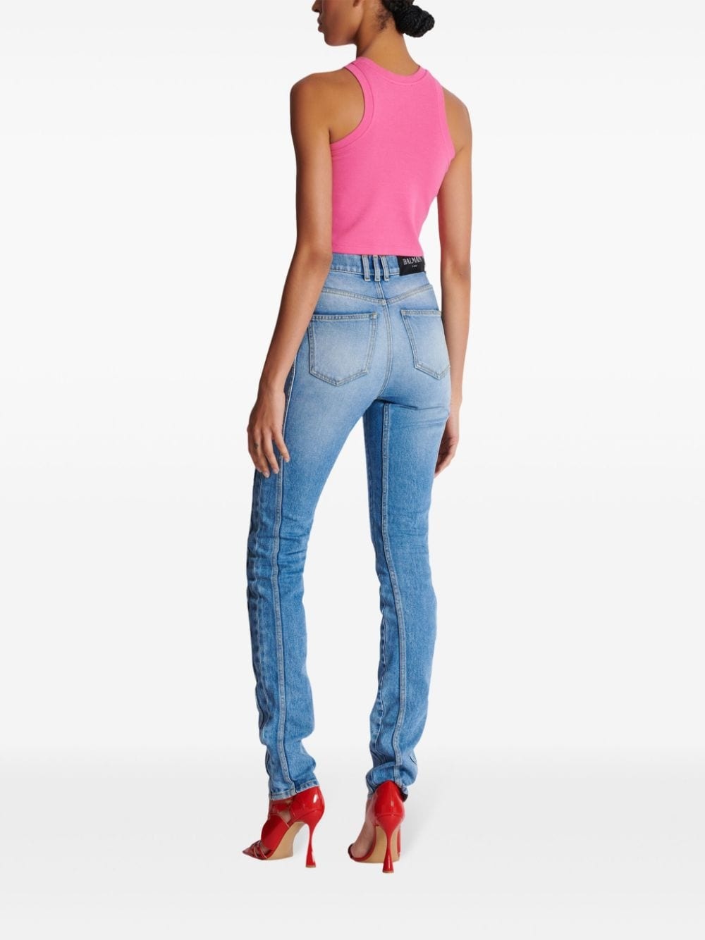 logo-embroidered cropped tank top - 4