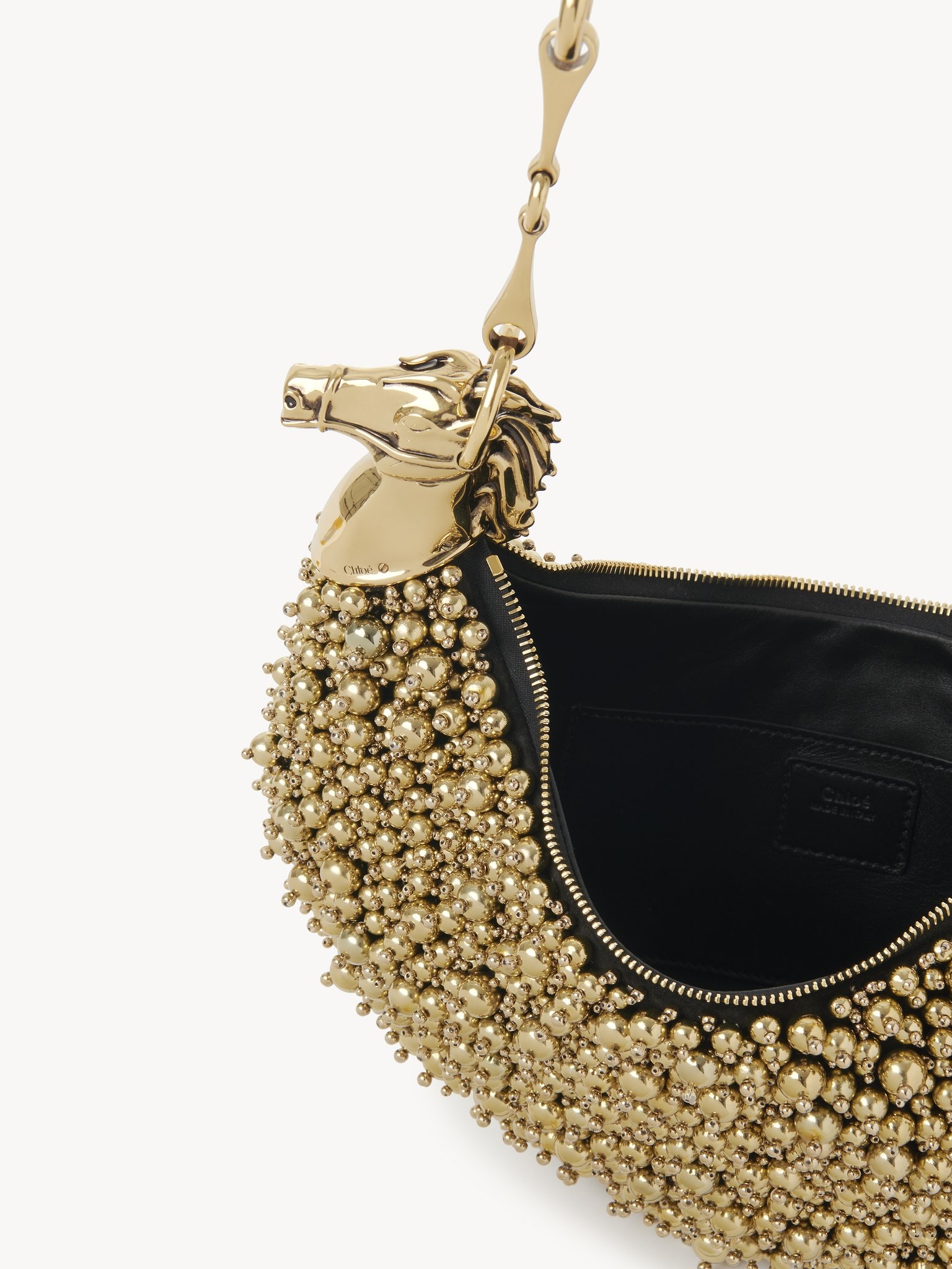 CHAIN HORSE SHOULDER BAG IN BEADED SUEDE LEATHER - 6
