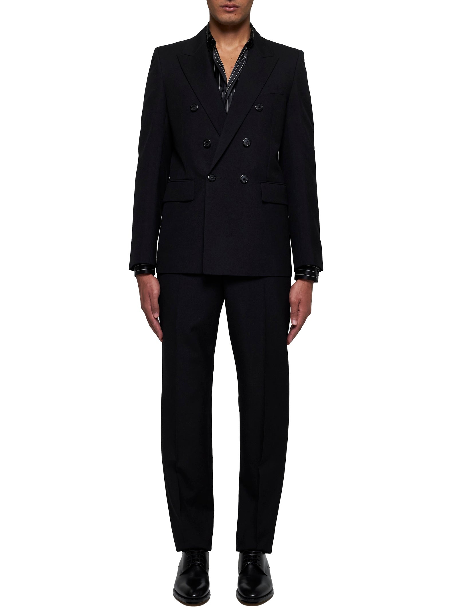 Saint Laurent Men Double-Breasted Wool Blazer - 2