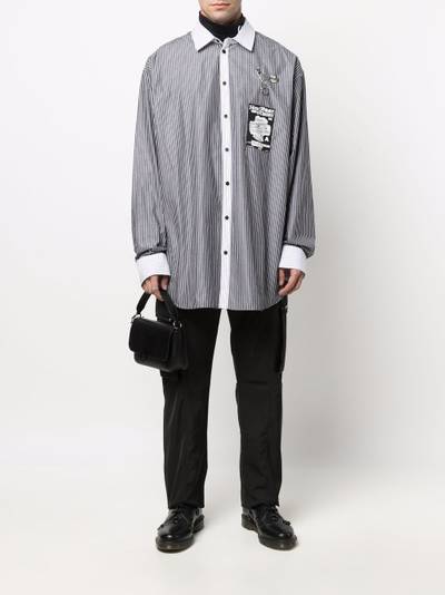 Fred Perry stripe-print logo-patch shirt outlook