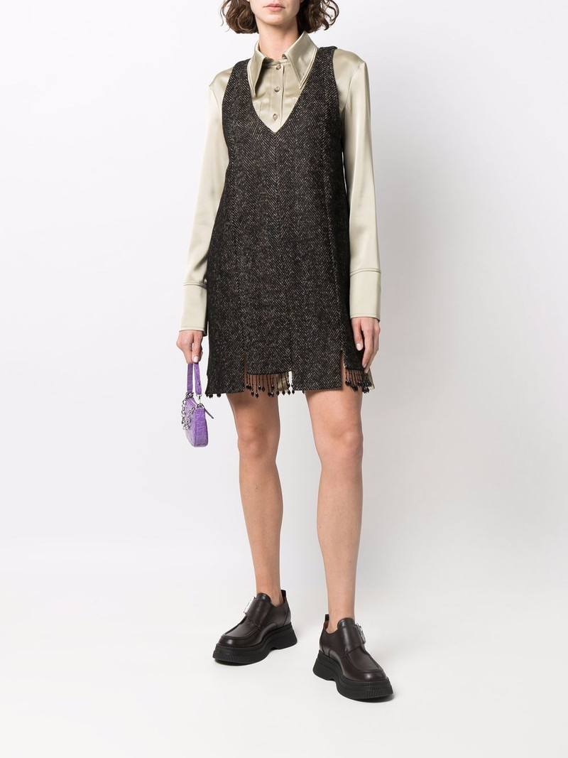GANNI beaded step-hem shift dress outlook