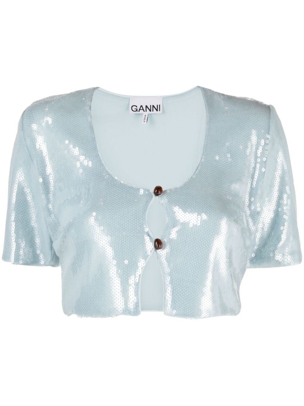 sequin-embellished cropped blouse - 1