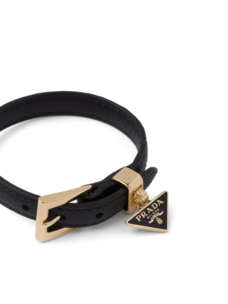 triangle-logo leather bracelet - 3