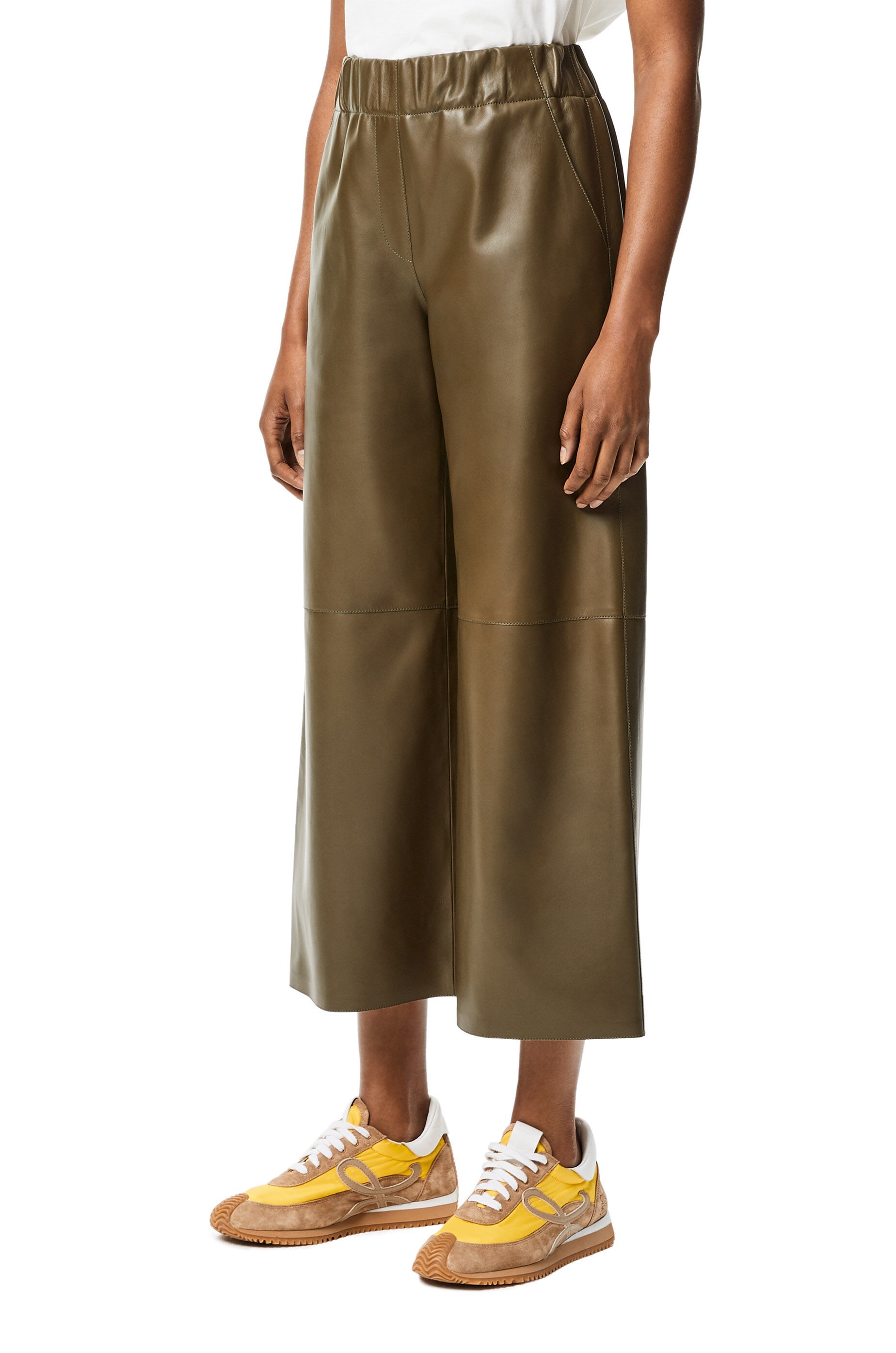 Cropped elasticated waist trousers in nappa - 3