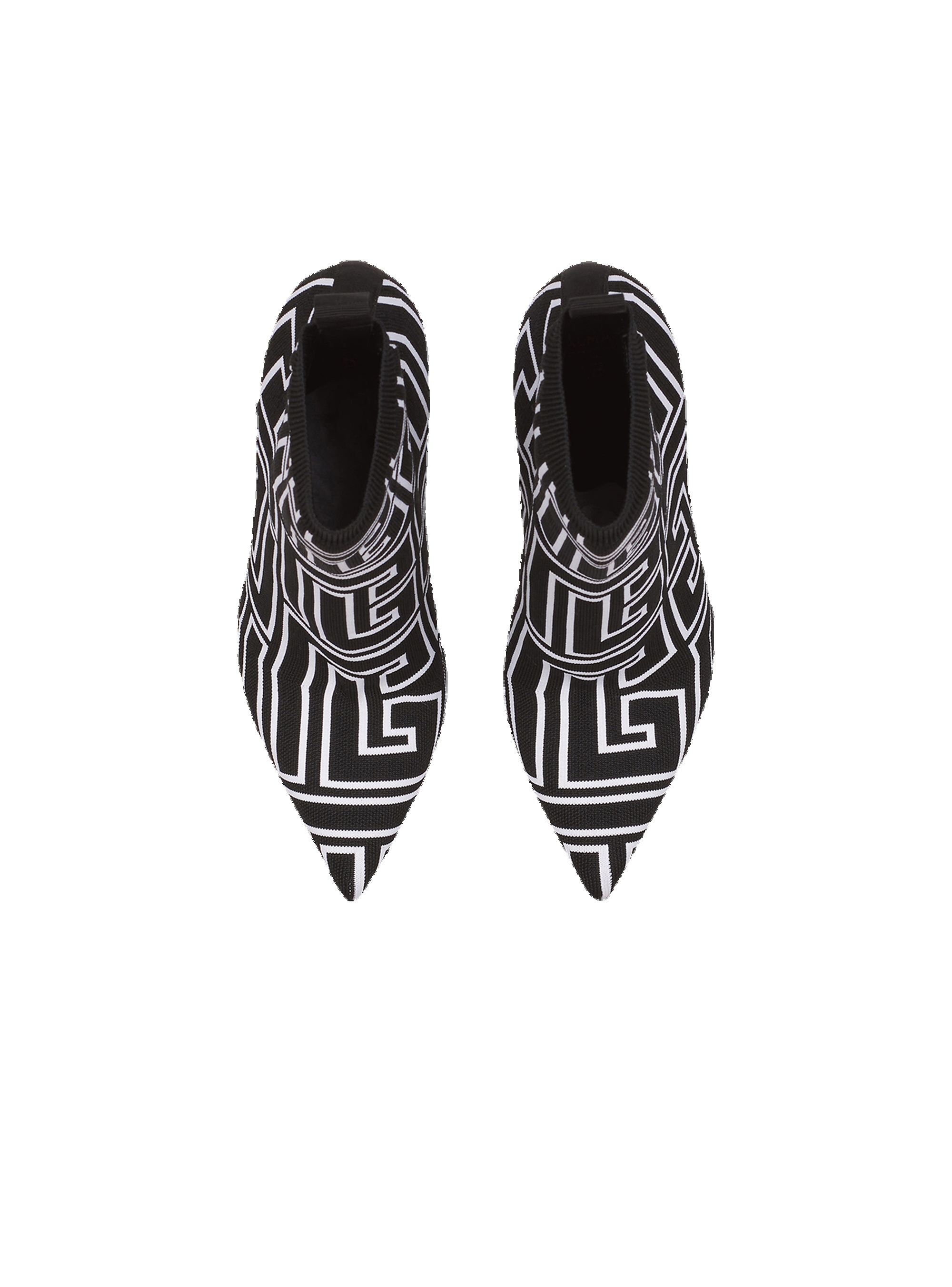 Bicolor stretch knit Skye ankle boots with Balmain monogram - 3