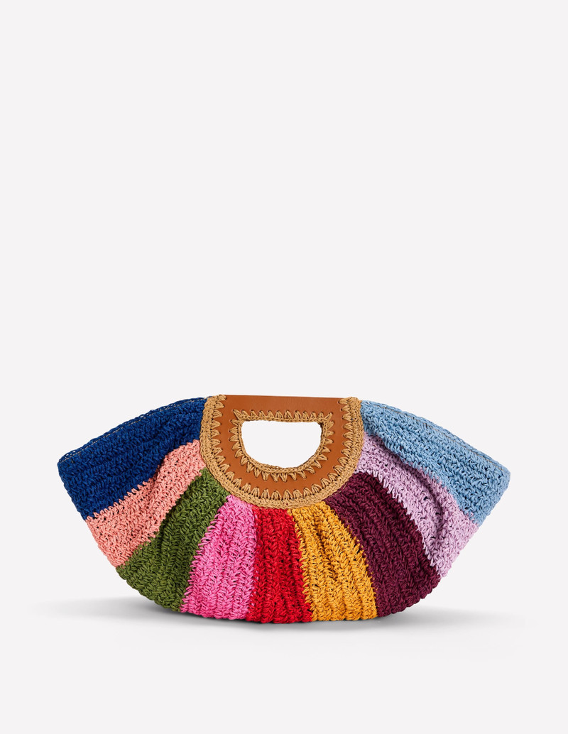 Raffia Moon Clutch-Multi Stripe 1