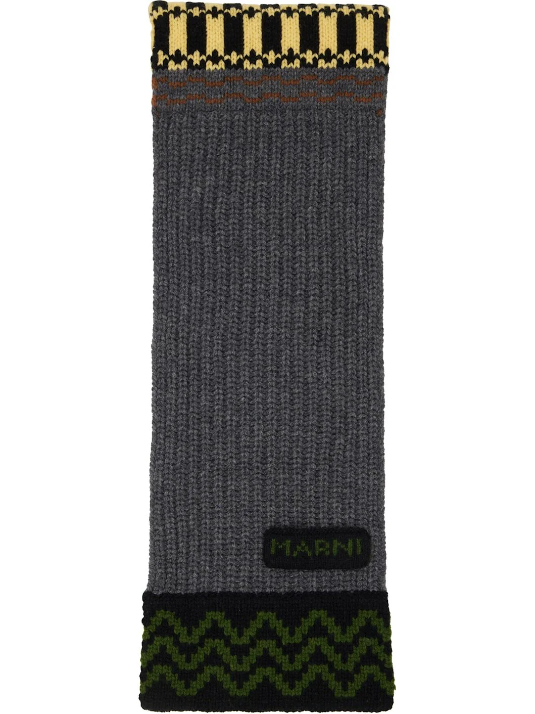 Gray & Yellow Wool Scarf - 1