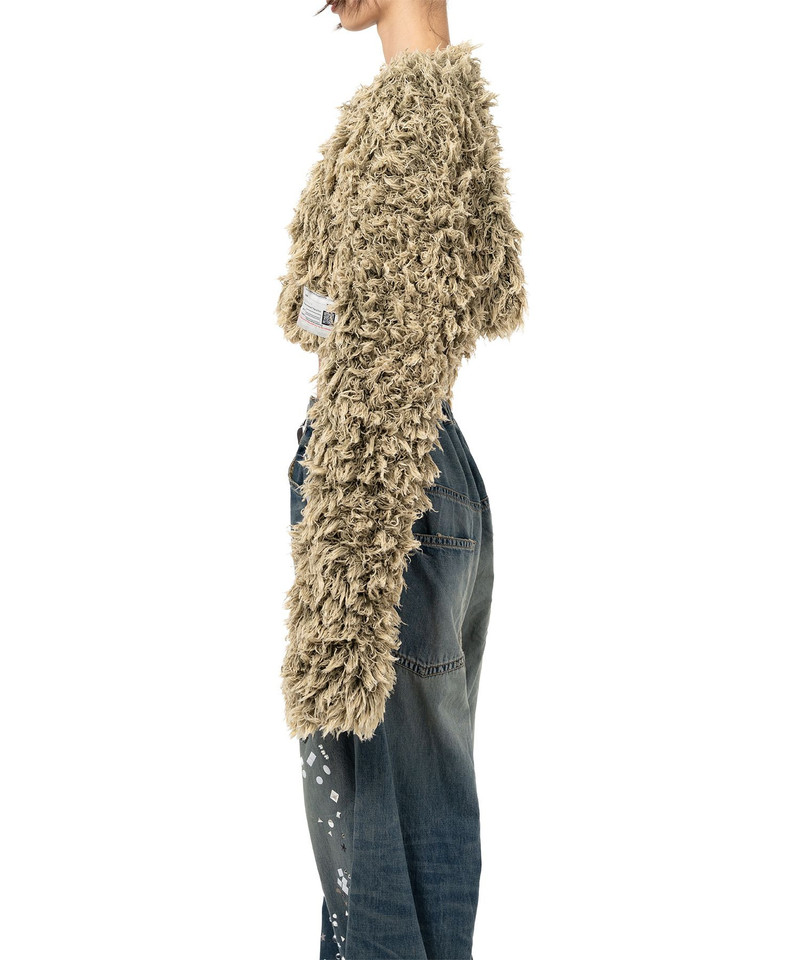 Bleached Shaggy Cropped Knit Sweater 10