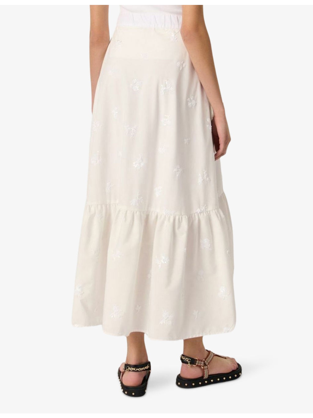 Sequin-Embellished Curved-Hem Woven Midi Skirt - 4