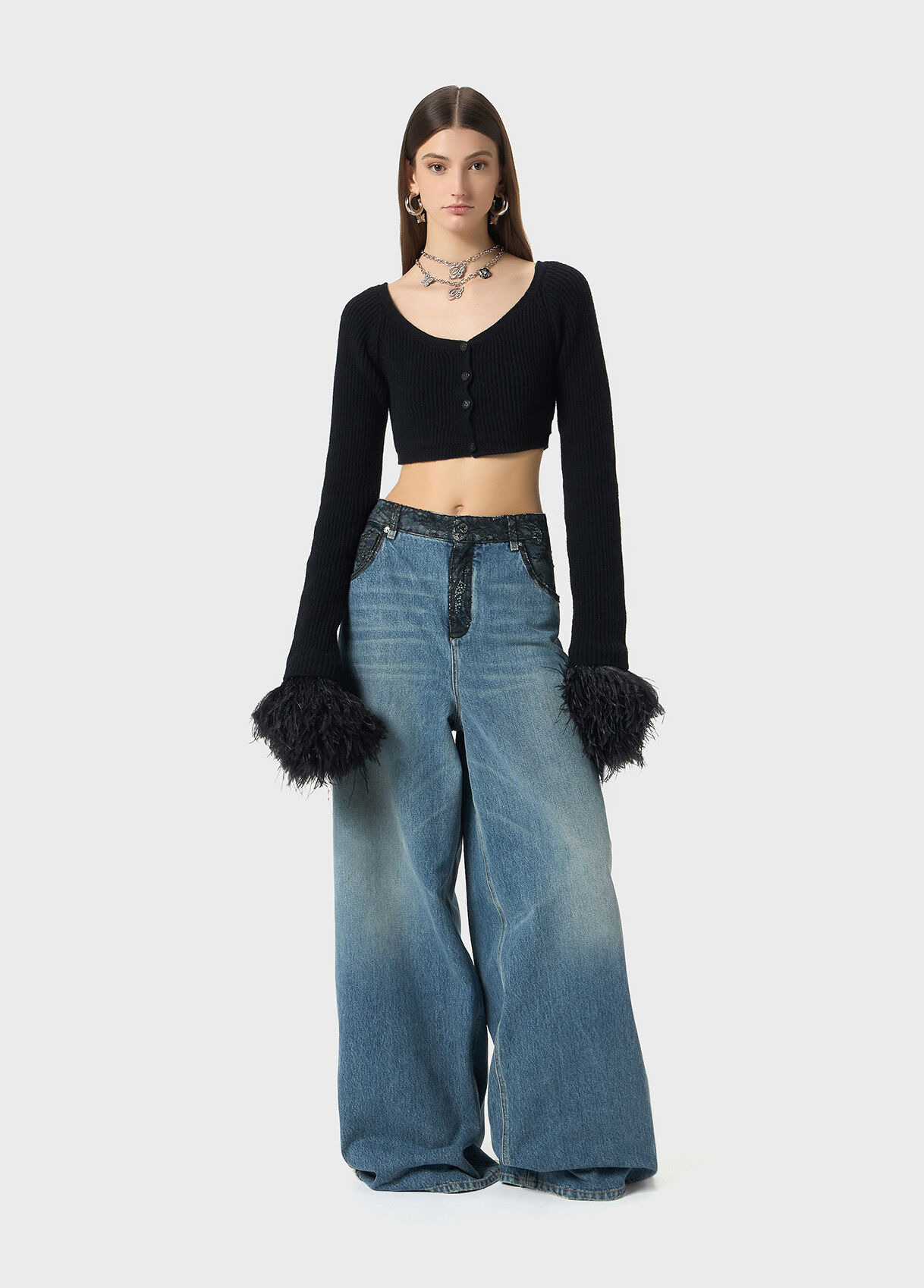 WOOL CARDIGAN WITH FEATHERS - 5
