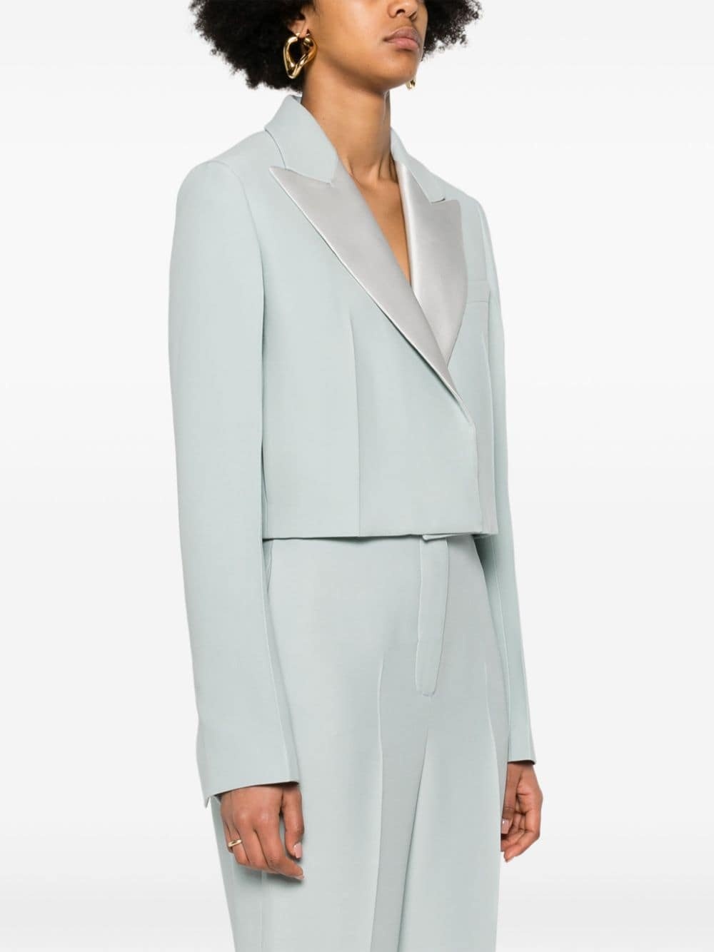 cropped contrast-panel blazer - 3