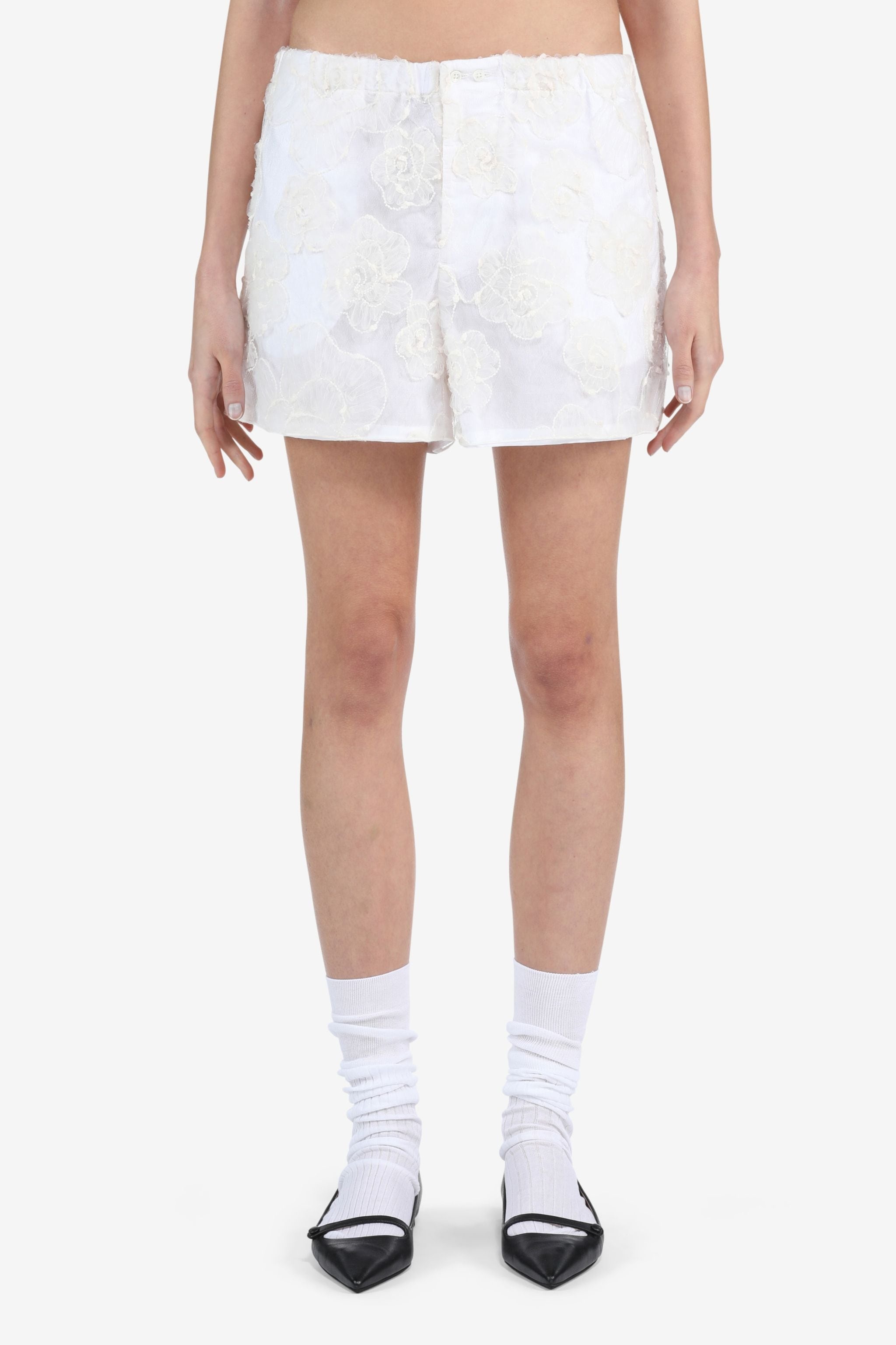 FLORAL-EMBROIDERED SHORTS - 1