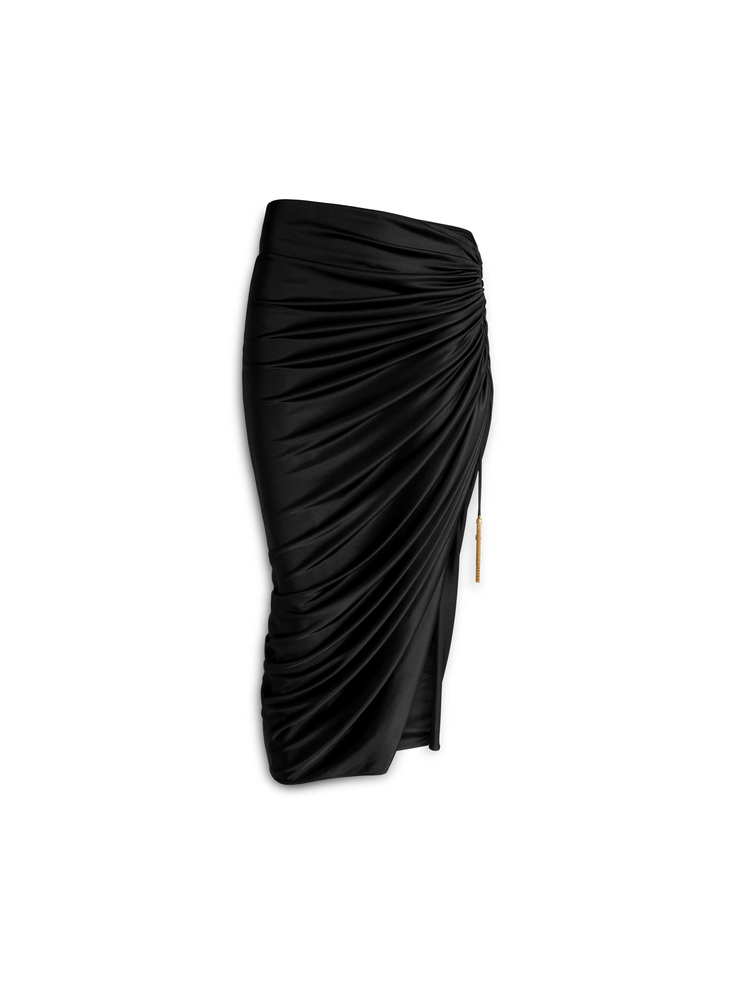 Flowing jersey midi skirt with slit - 1