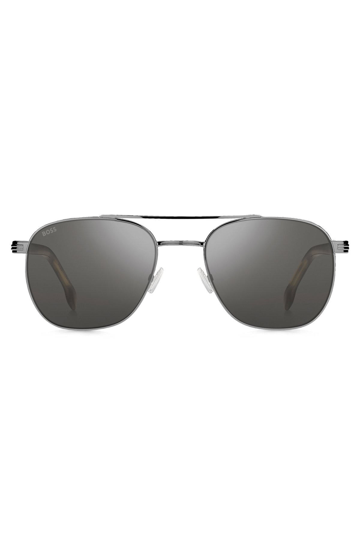 SILVER-TONE SUNGLASSES WITH HORN-EFFECT DETAILS - 3