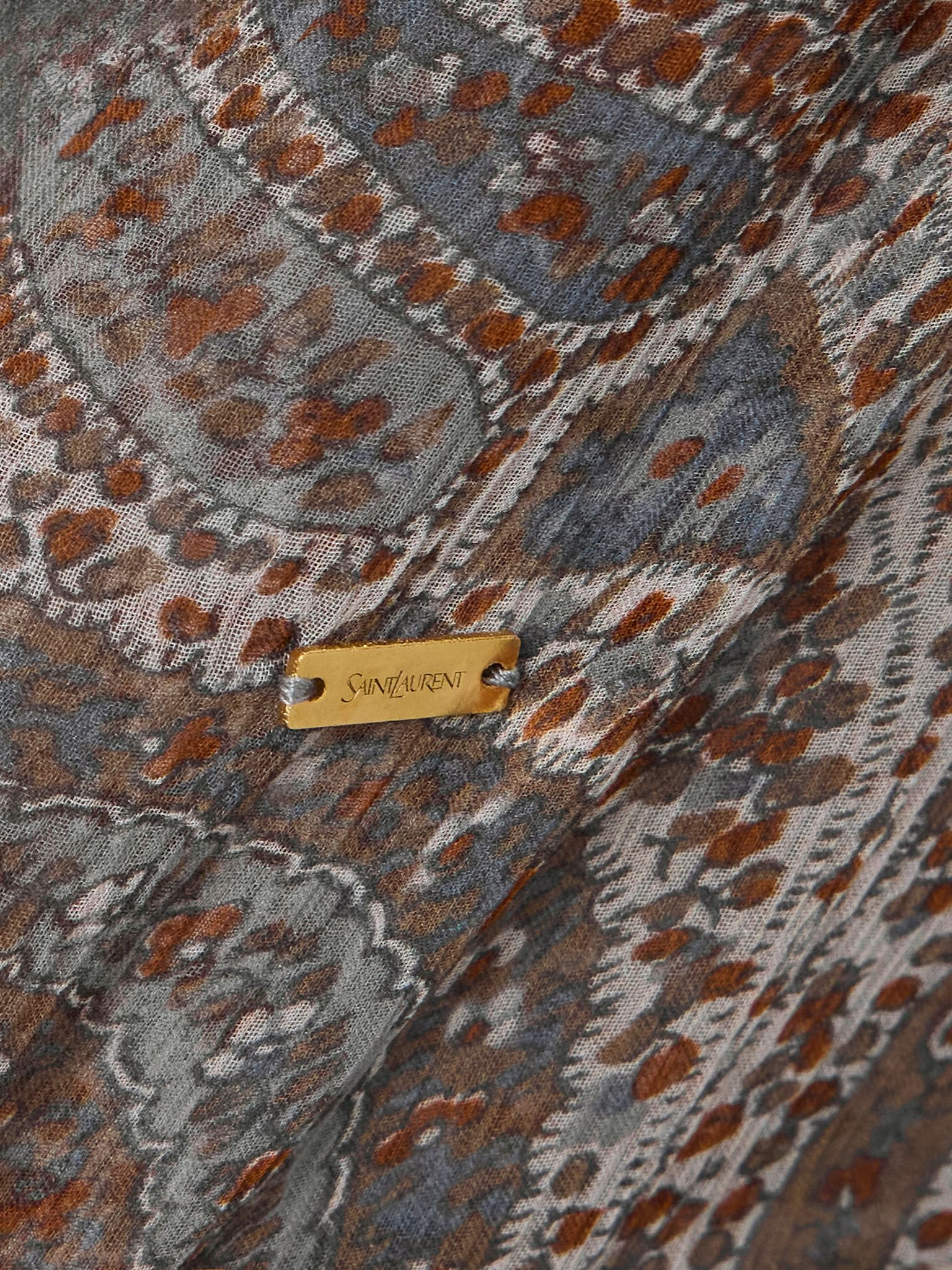Paisley-print silk-chiffon scarf Gray - 3