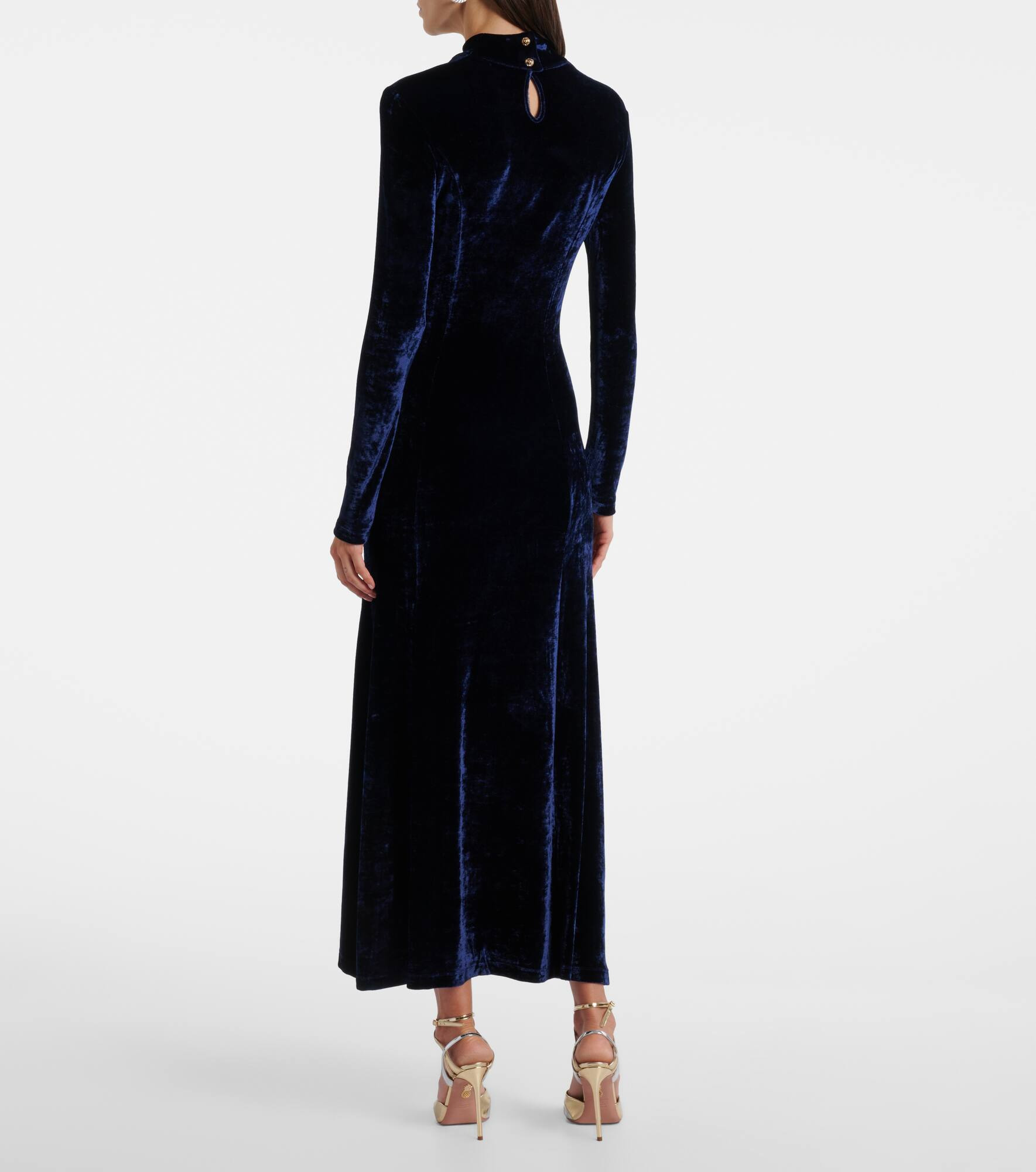 Draped velvet midi dress - 3
