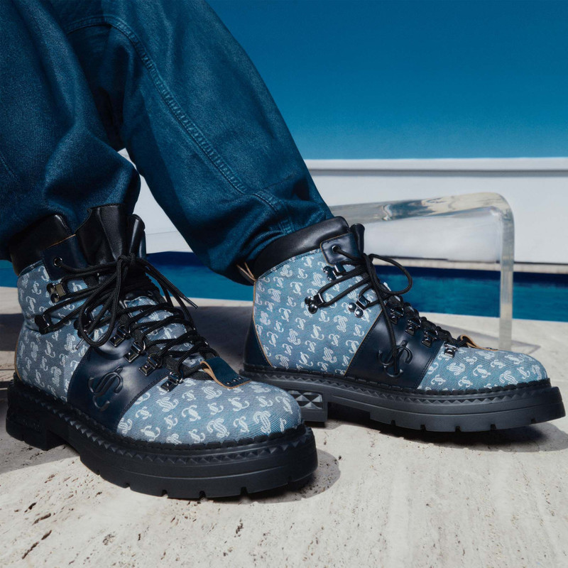 Marlow Hiking Boot
Black Leather and JC Monogram Denim Hiking Boots 6