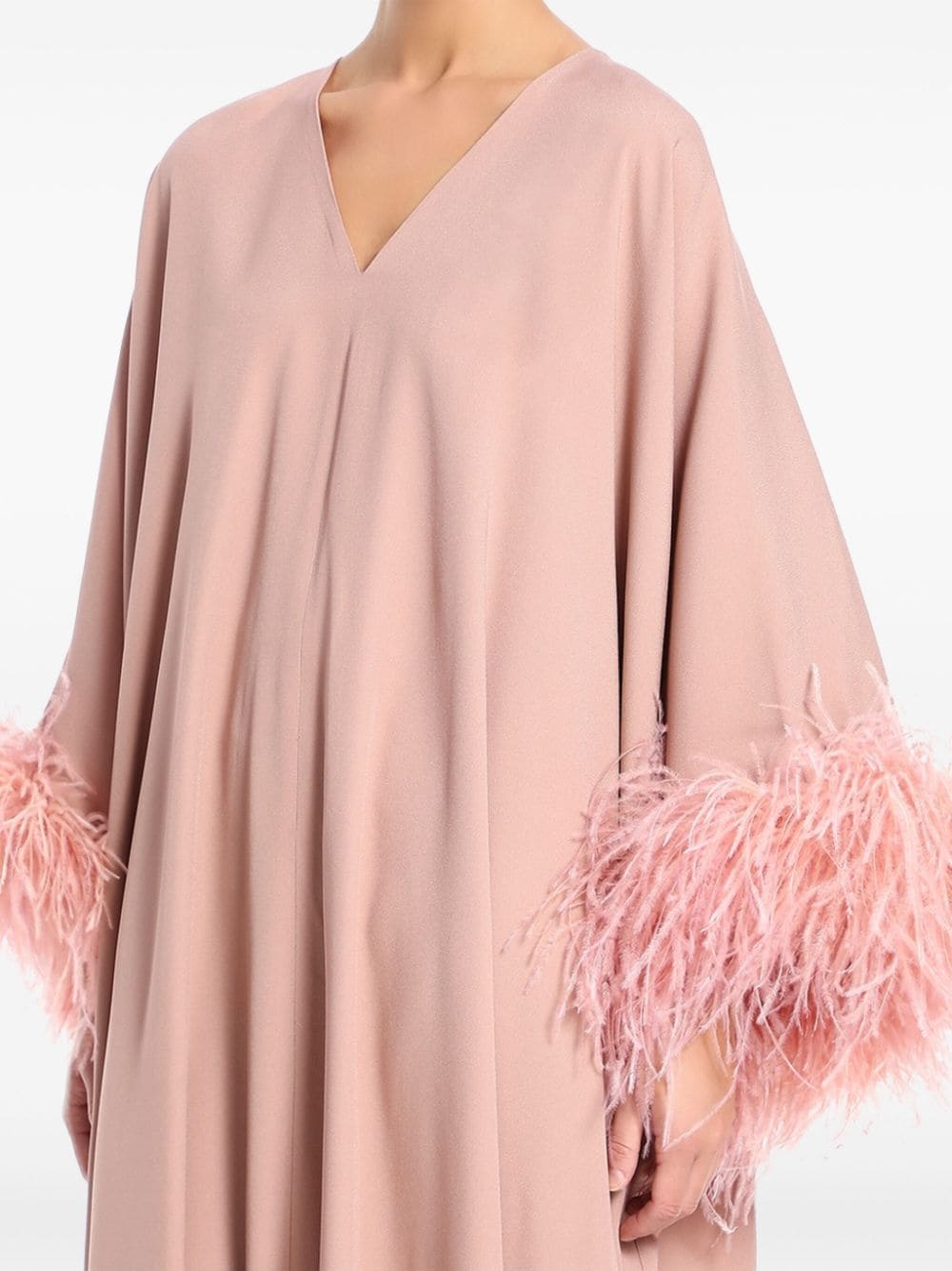 Gala feather-trim kaftan dress - 5