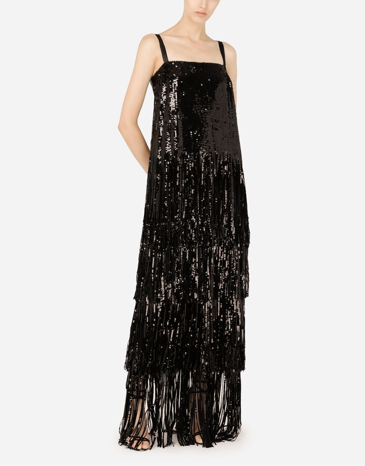 Long sequined dress with fringing - 4