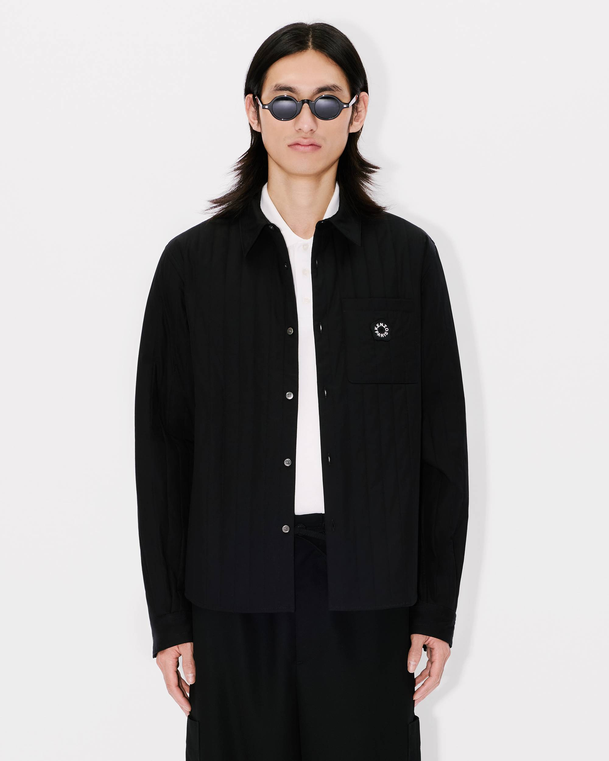 'Boke Flower 2.0' genderless padded overshirt in cotton poplin - 8