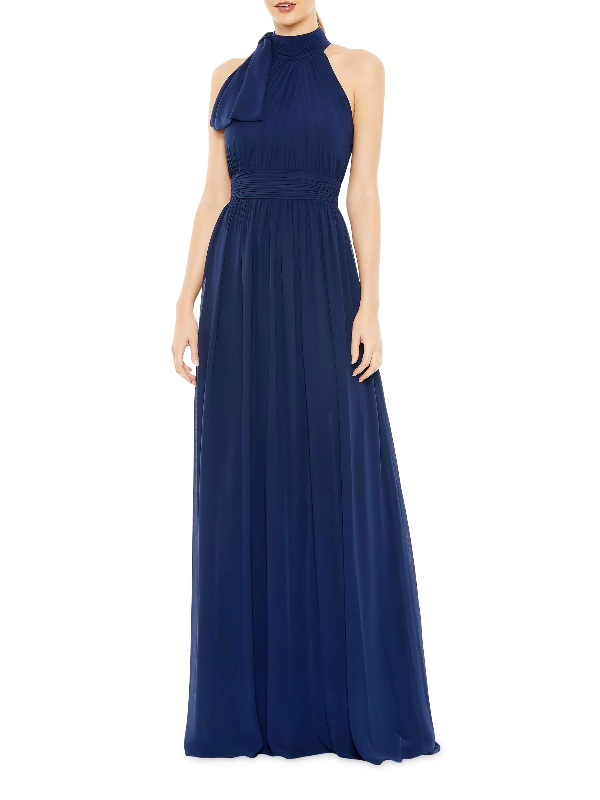 Women's Sleeveless Chiffon Gown - Midnight - 1