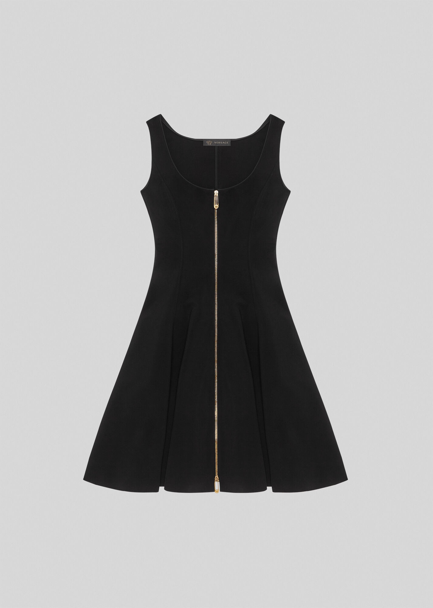 Zip Accent Neoprene Sleeveless Dress - 1