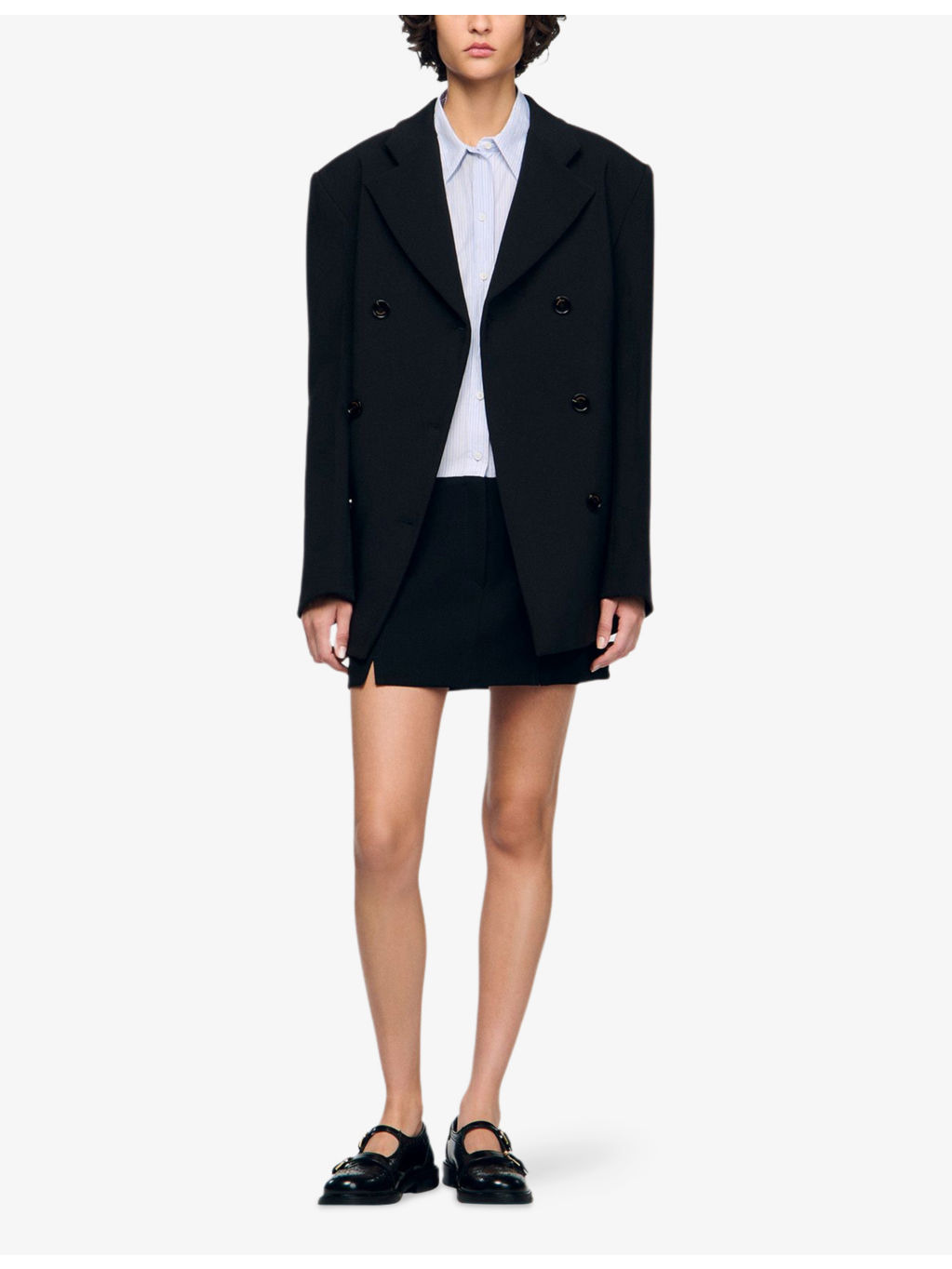Oversized Double-Breasted Stretch-Woven Blazer - 2