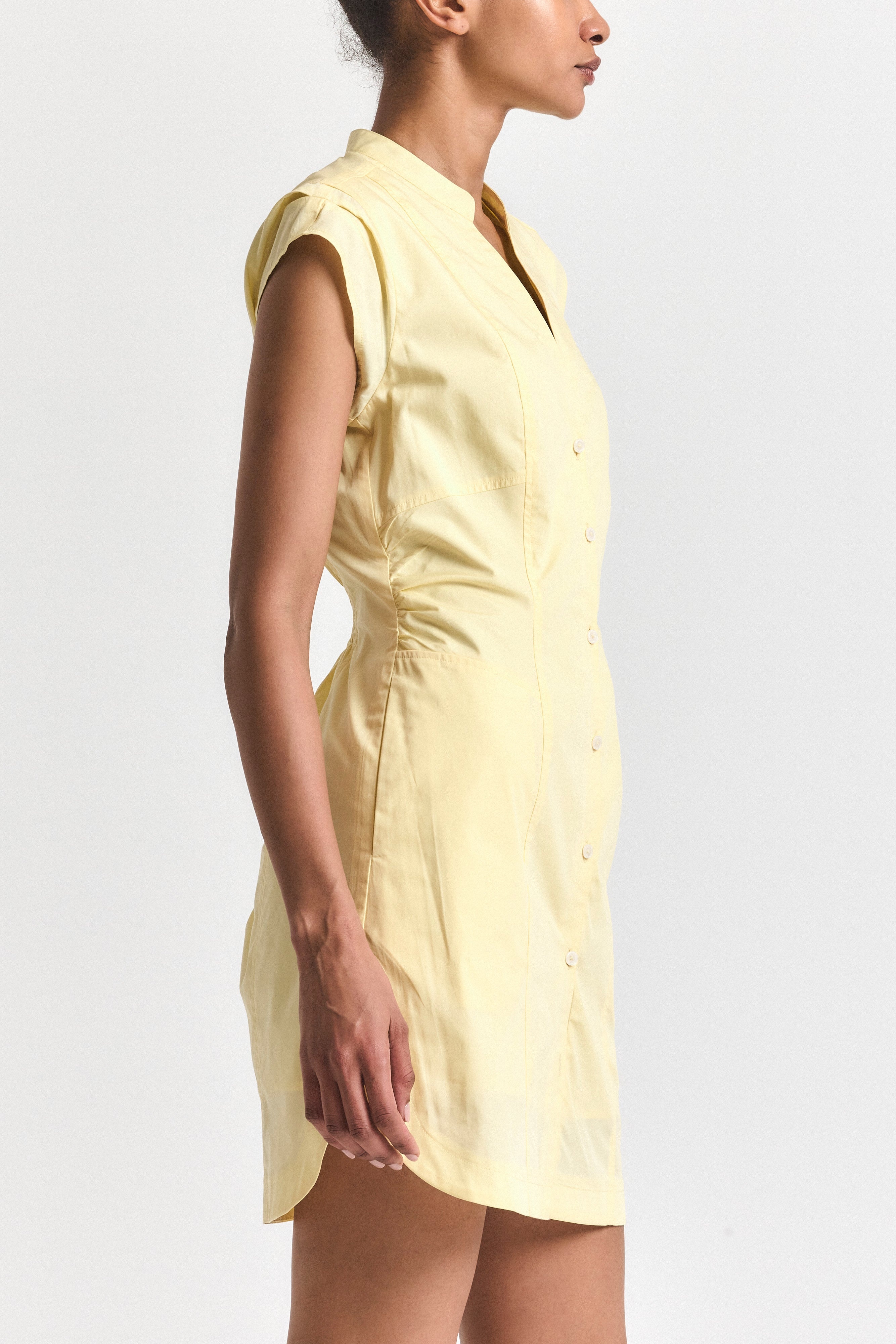 ELYSE COTTON POPLIN BUTTON FRONT DRESS - 3