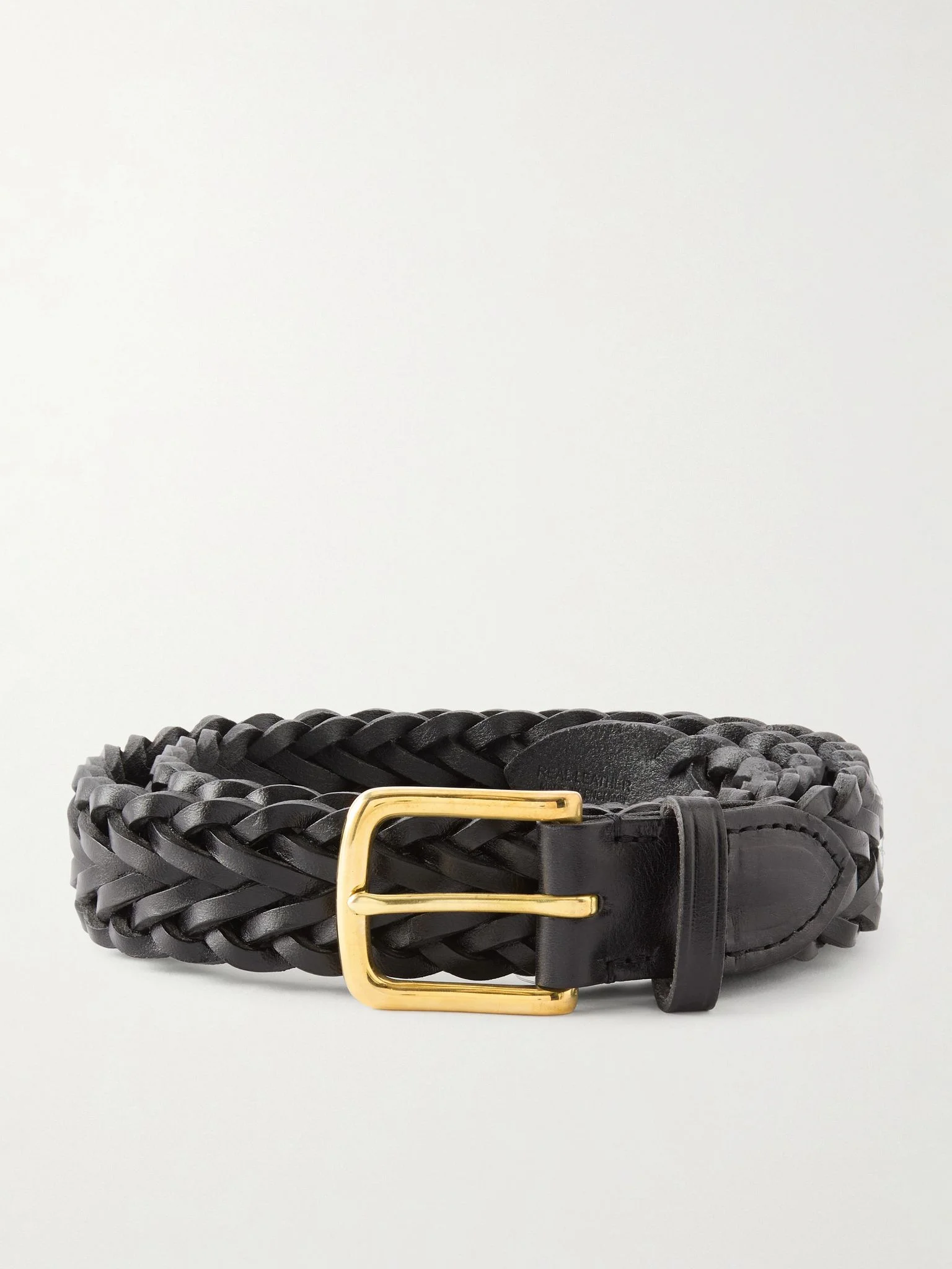 3.5cm Woven Leather Belt Black - 1
