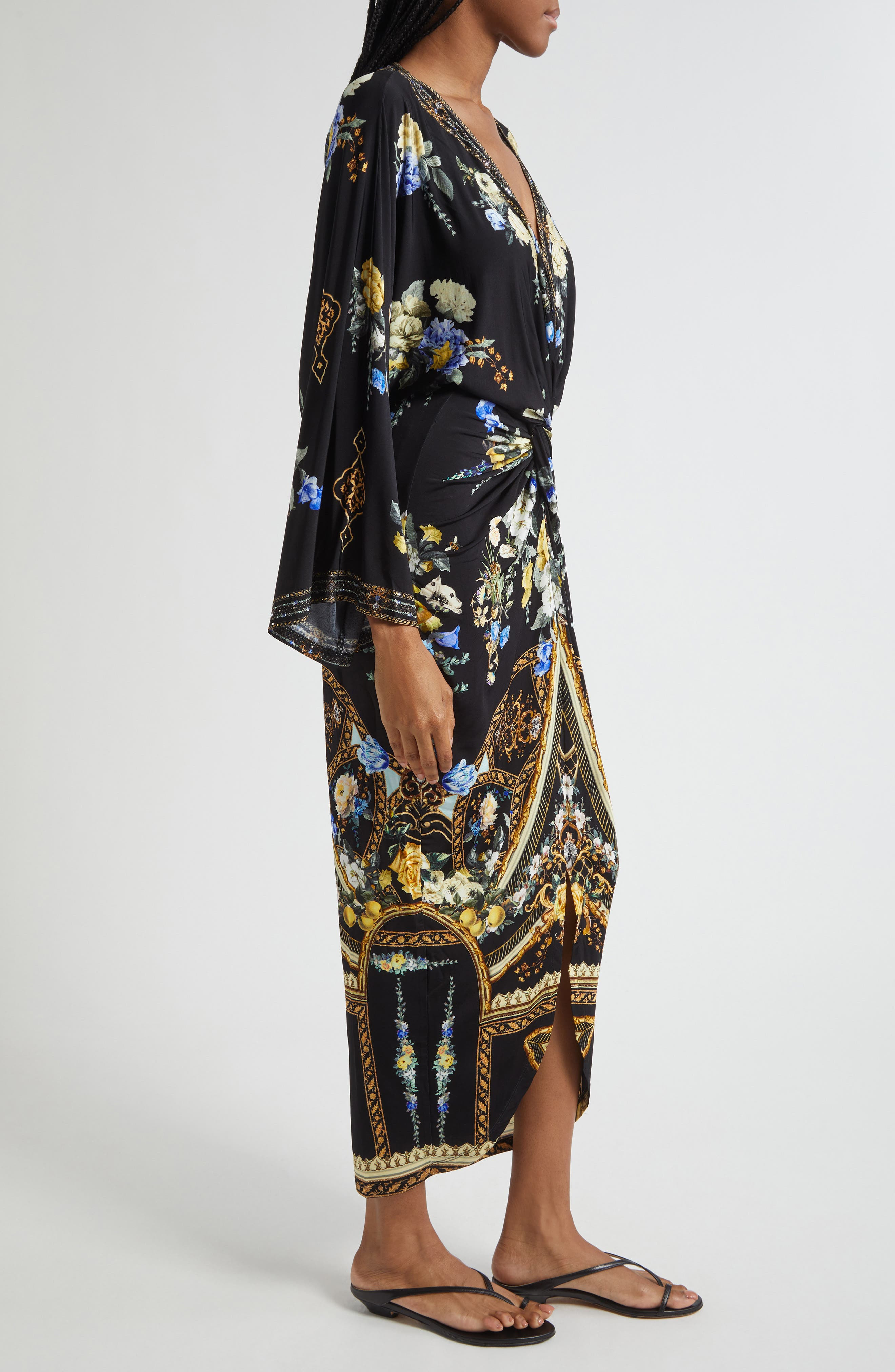 Camilla Long Sleeve Plunge Neck Dress in Ottoman Elegance at Nordstrom - 3