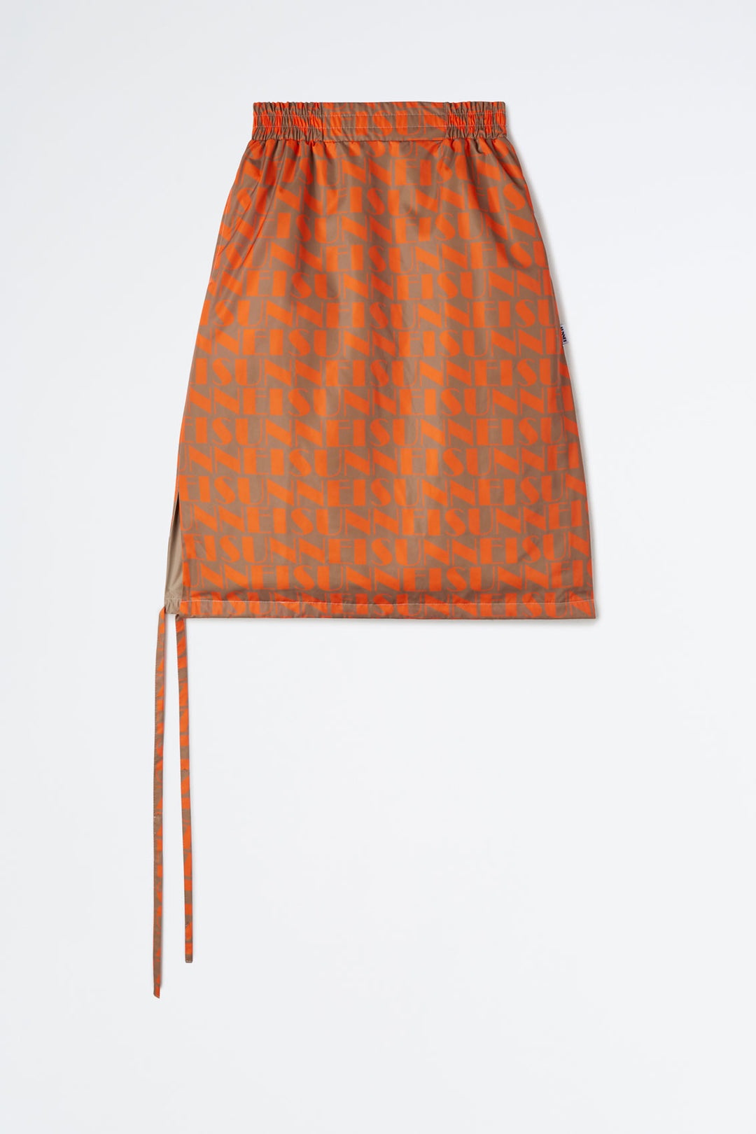 REVERSIBLE ORANGE & BEIGE LOGO ELASTIC SKIRT - 1