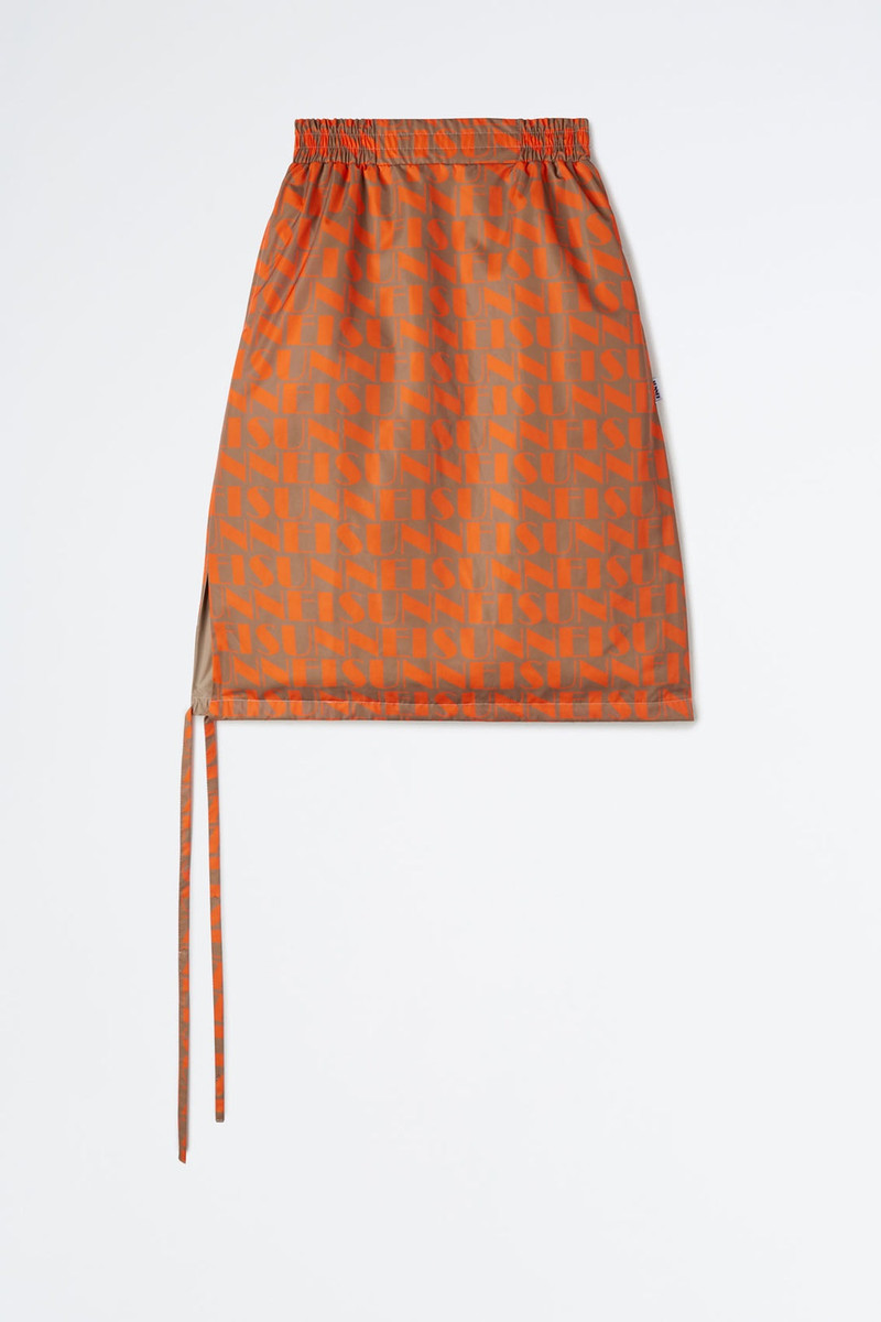 REVERSIBLE ORANGE & BEIGE LOGO ELASTIC SKIRT 1