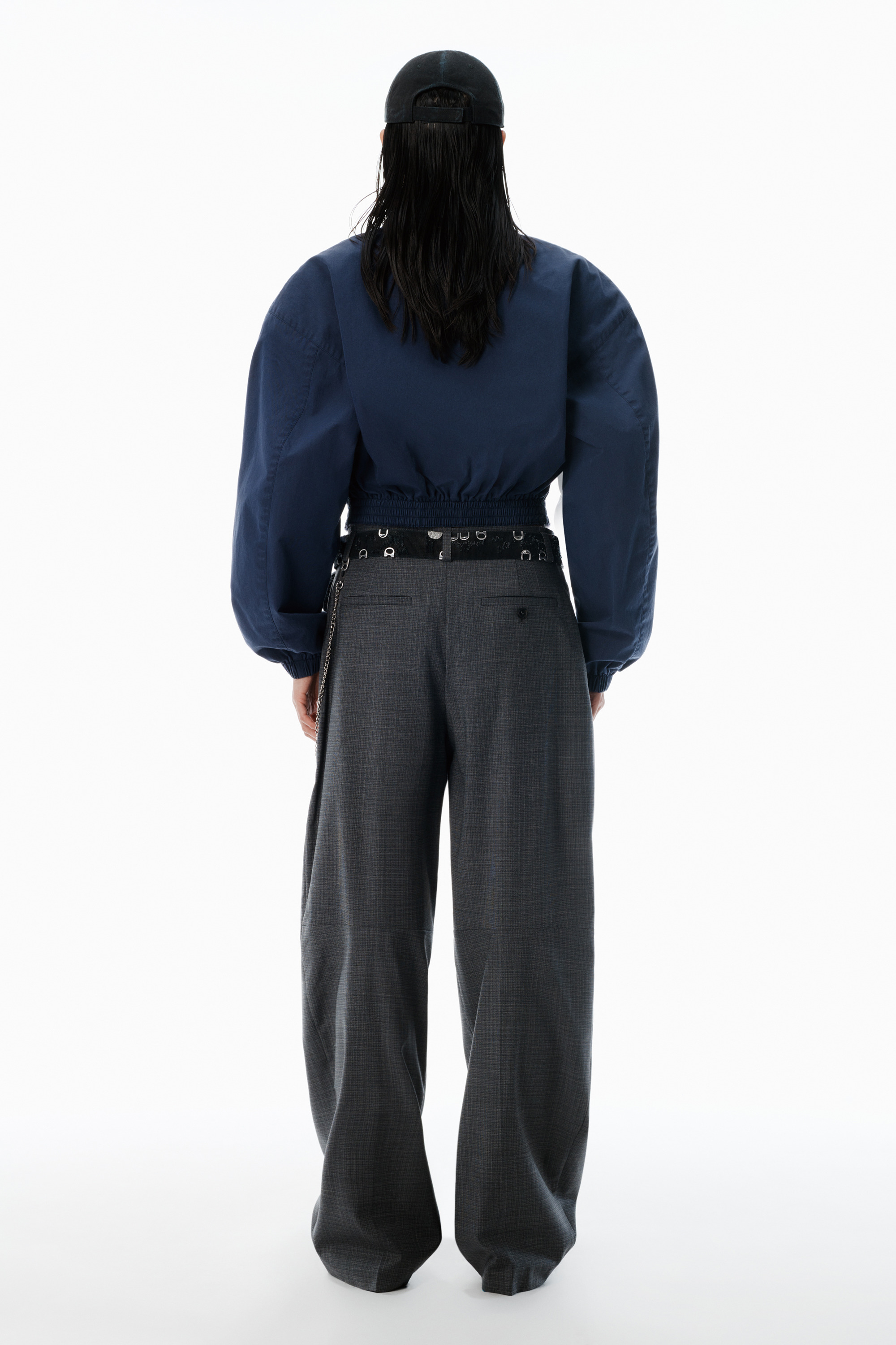 Grey Wool-Blend Mid-Rise Pants - 4